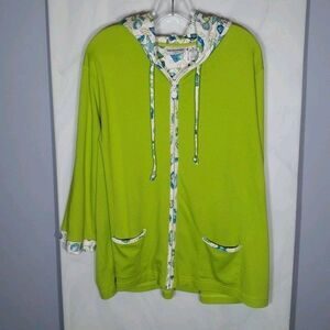 Women’s Hoodie Sz 3X Vibrant Green Full Zip Jacket Sea Shell Nautical Coastal